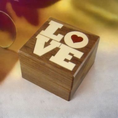 Custom Made Engagement Ring Box With Inlaid Love. Rb-27  Free Shipping And Engraving.