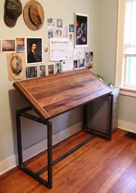 Custom Made Custom Reclaimed Fishtail Oak Adjustable Drafting Table