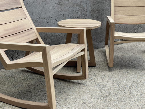 Custom Made Contemporary Modern Teak Rocking Chair - Indoor/Outdoor