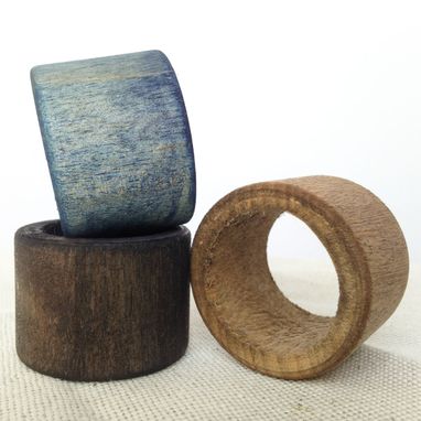 Custom Made Wood Napkin Ring Usa Made- Indigo