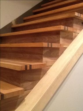 Custom Made Staircase With Walnut Accents, Walnut Risers