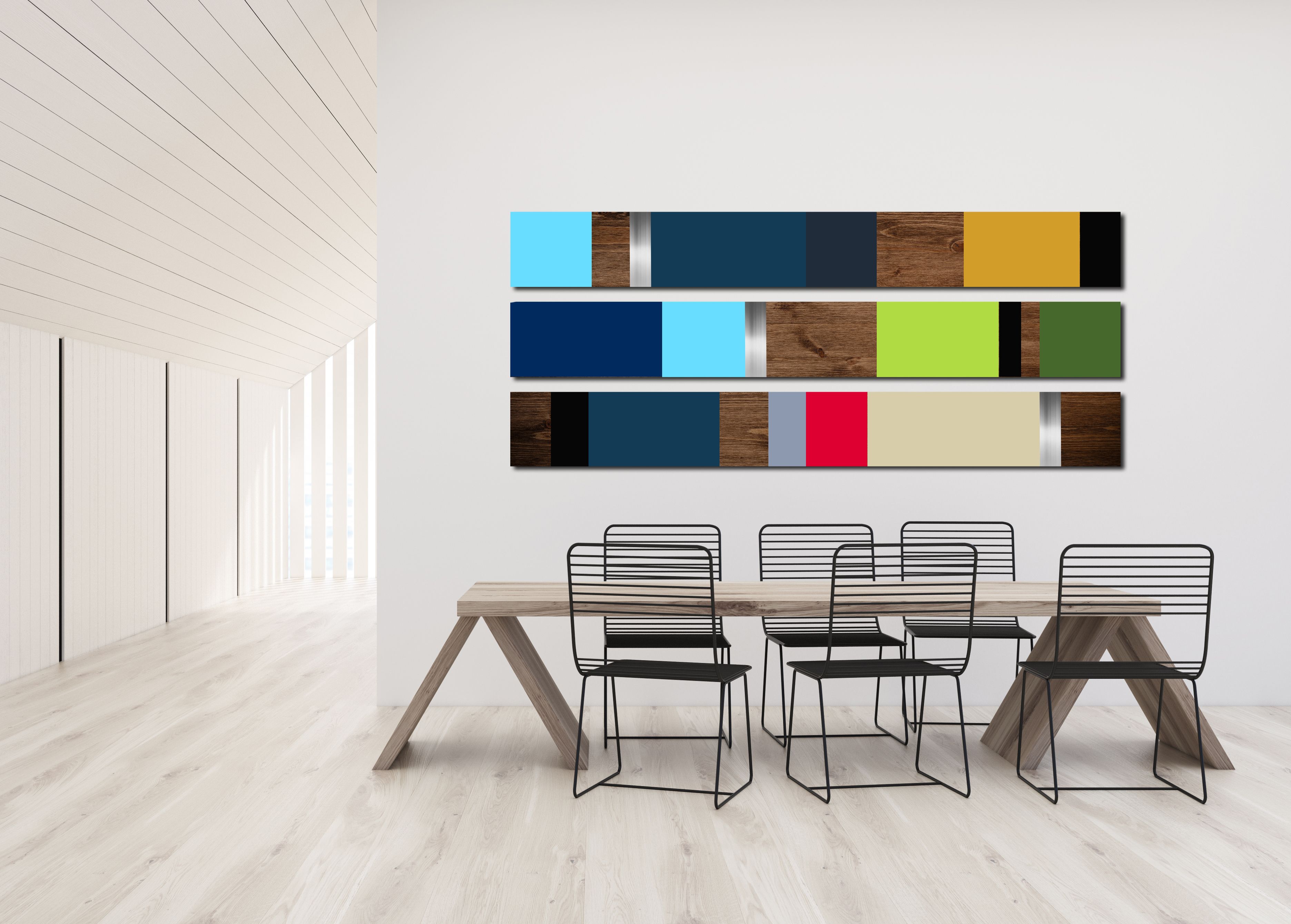 Buy Hand Crafted Mod Colorblock 60x36 - Wood Wall Art, Metal