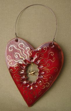 Custom Made Valentine Window To My Heart Red Glazed Ornament