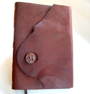 Custom Made Coffee Journal, Leather, With Original Ceramic Coffee-Bean Button Closure, With Embossing Option.