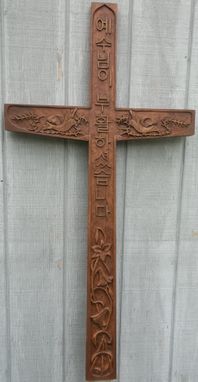 Custom Made Art Nouveau French Style Cross With Lilies And Jesus Is Risen