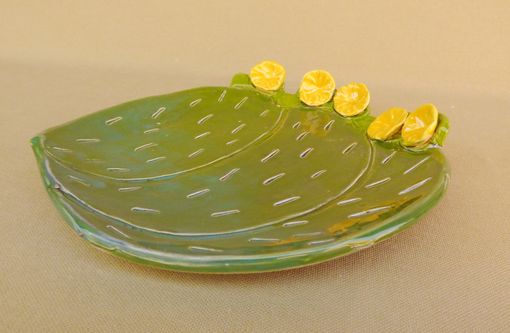 Custom Made Large Cactus Spoon Rest, Serving Plate, Prickly Pear With 3-D  Flowers,