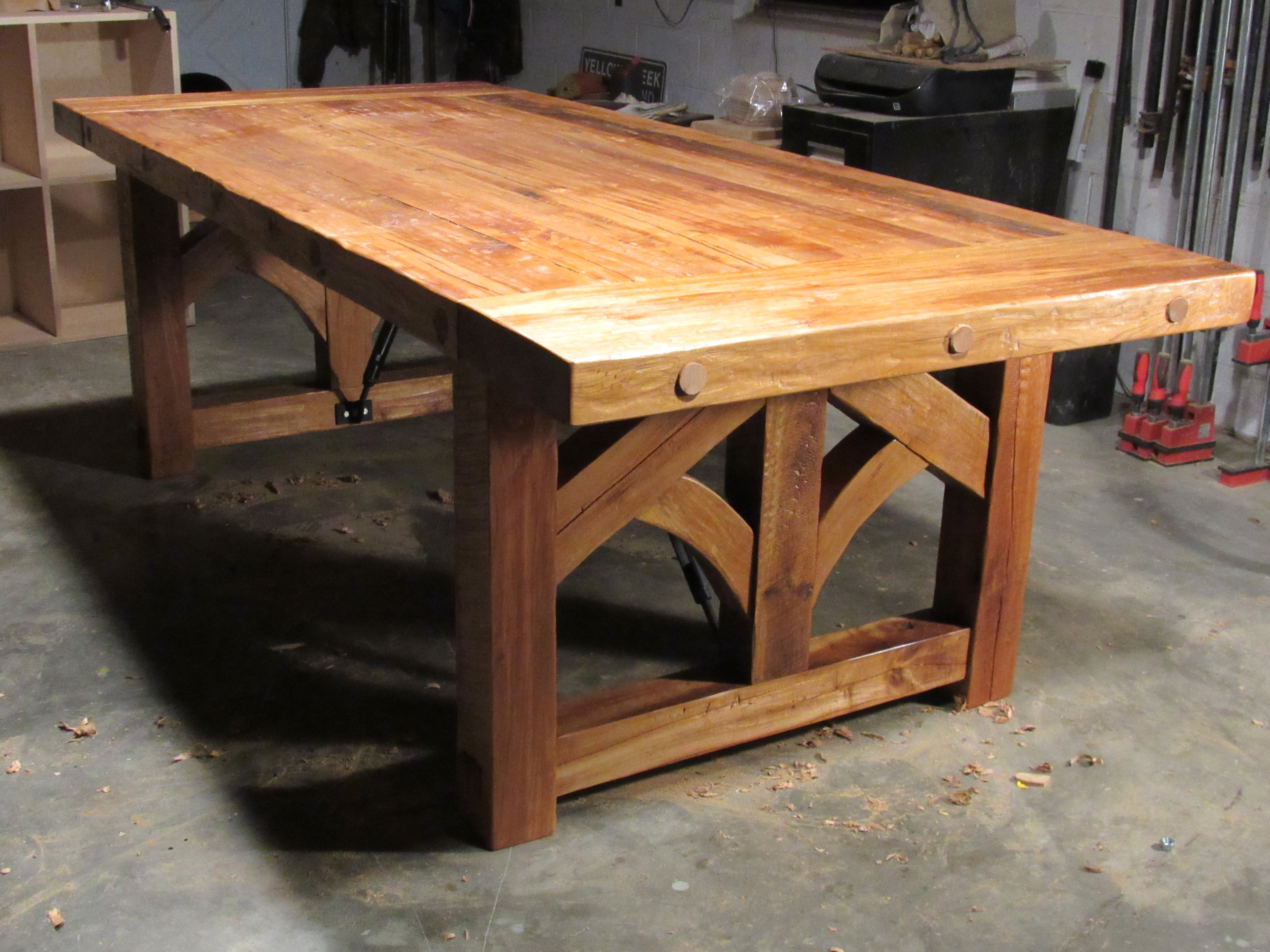 Custom Made Solid Cherry Reclaimed Beam Farm/ Barn Style Table by Hawk ...