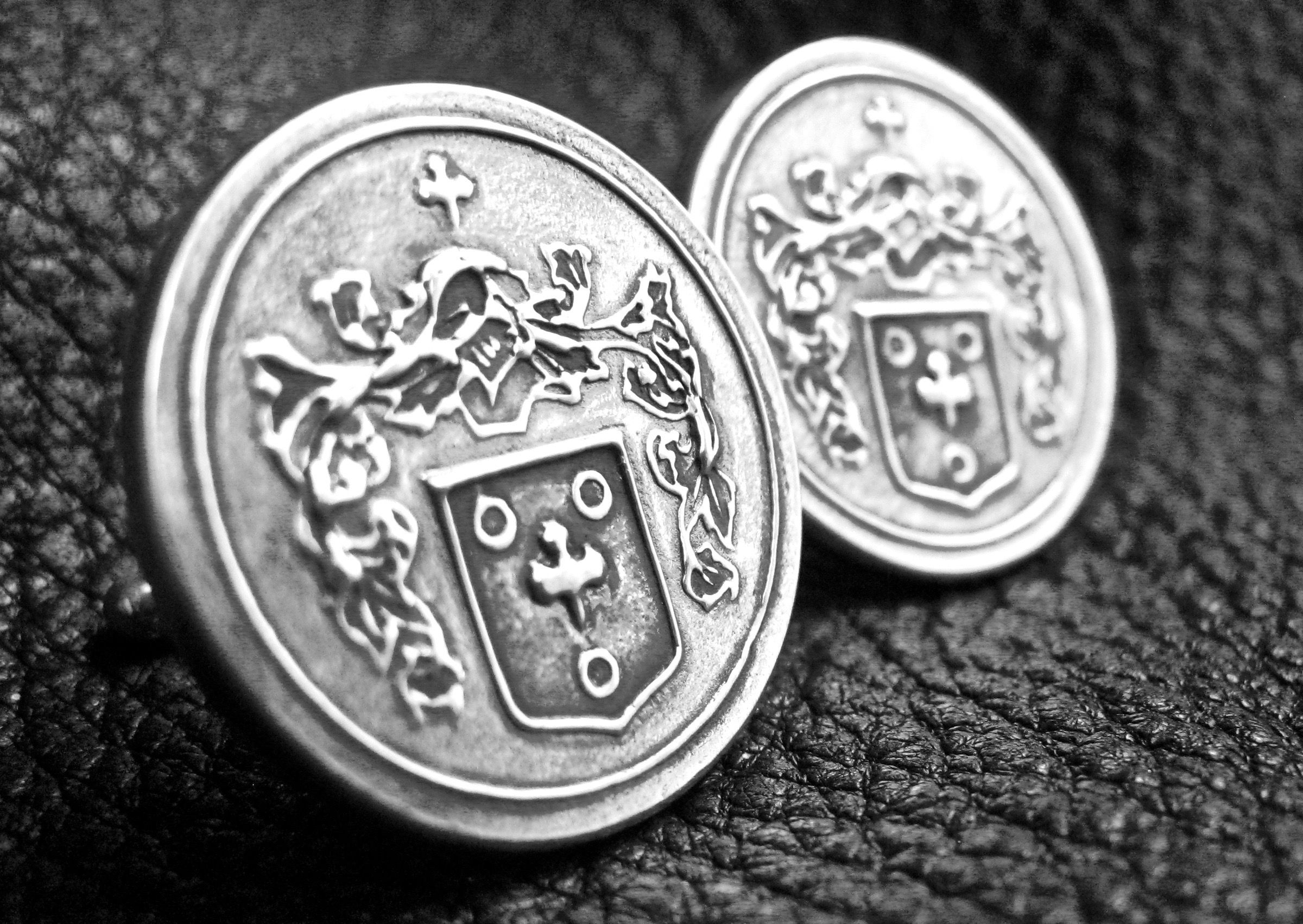 Hand Crafted Custom Sterling Silver Cufflinks With Logo, Family Crest