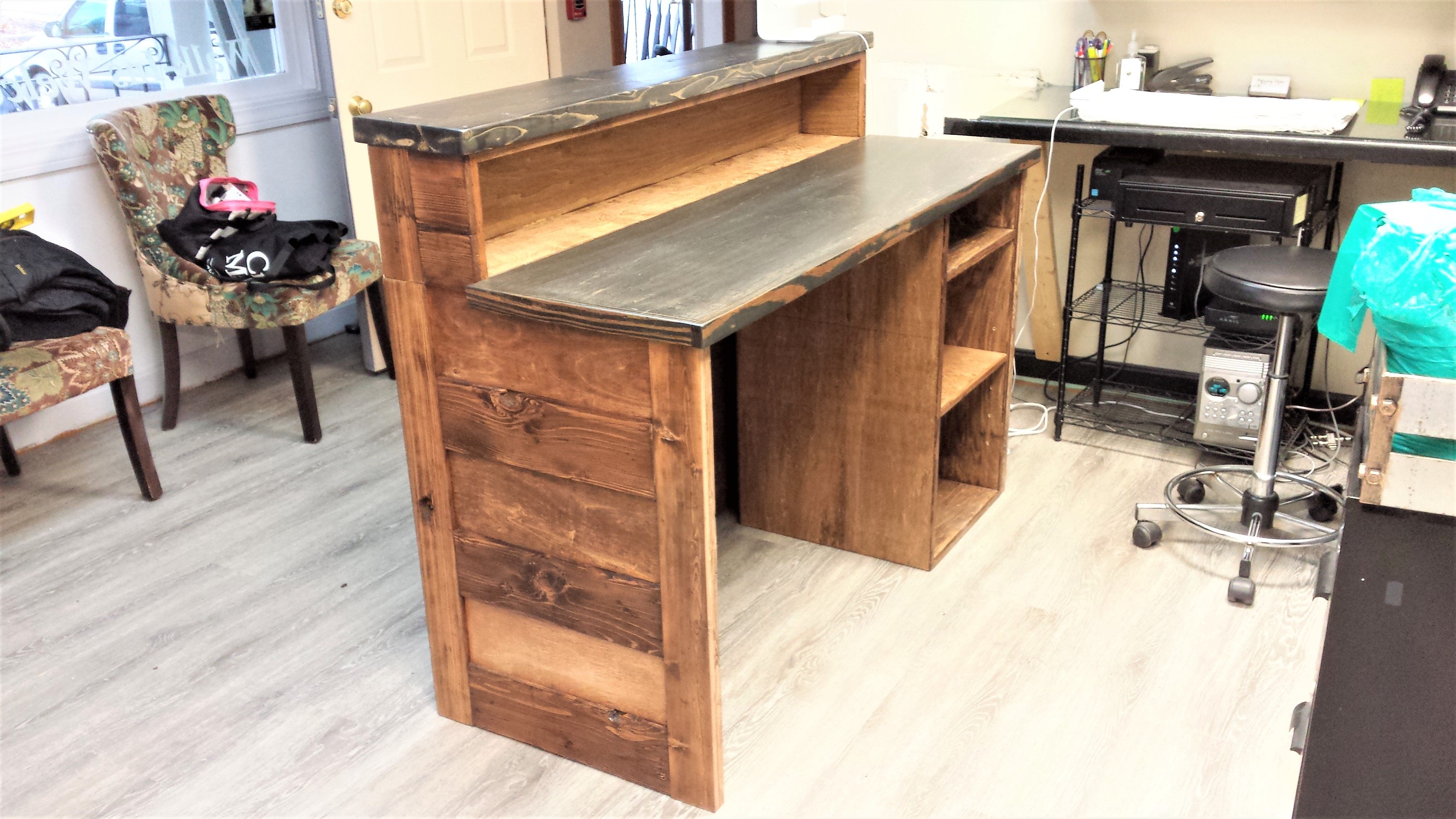 Hand Crafted Reclaimed Wood Reception Desk  by Custom Made 