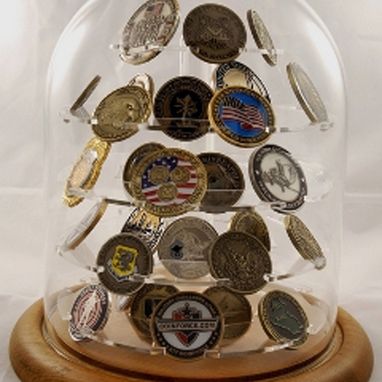 Custom Made Challenge Coin Display, Glass Dome Coin Display
