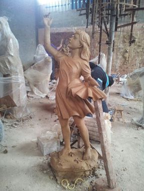 Custom Made Girl W/ Birds Bronze Statue