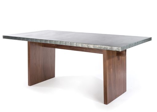 Custom Made Zinc Table  Zinc Dining Table - The Sonoma Zinc Top Dining Table - Solid Walnut Base