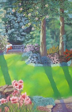 Custom Made Original Acrylic Landscape On Canvas, Art For Sale, Smithsonian Botanical Gardens.