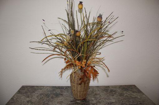 Custom Made Basket Weave Silk Flower Arrangement Large Table Centerpiece, Living Room Decor, Dining Room Decor
