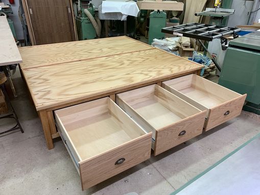 Custom Made Oak Twin Beds Used As A King Bed