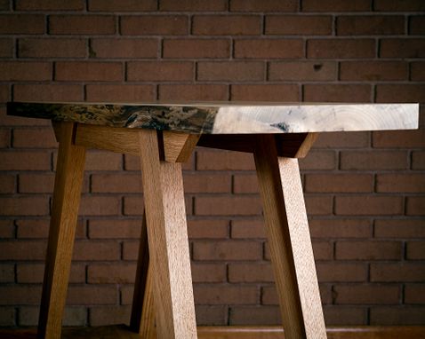 Custom Made Live Edge Entry Table, Hall Table, Wall Table With Shelf, Hackberry Live Edge, White Oak