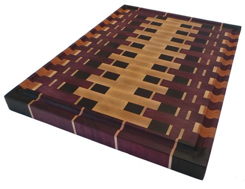 Custom Made Abstract - End Grain Exotic Wood Cutting Board