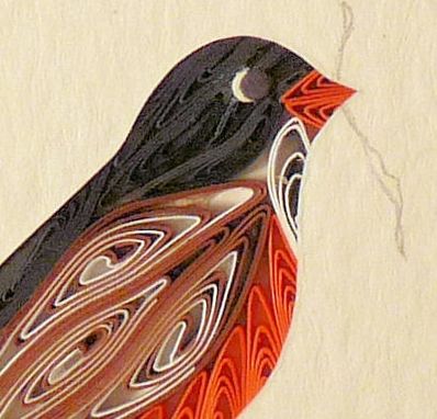 Custom Made Birds - Quilled Cardinal Miniature Wall Art Framed