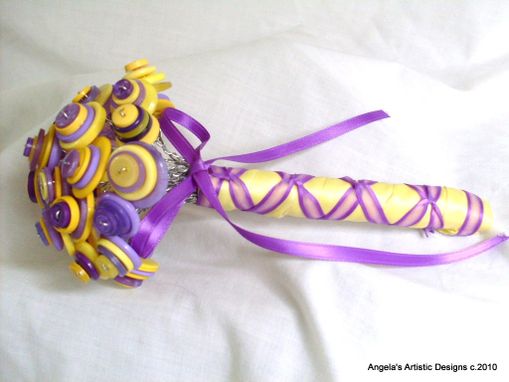Custom Made Purple And Yellow Buttons Bouquet