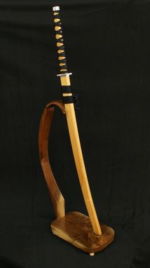 Custom Made Walnut Martial Art Sword Display Featuring An Organic Yet Modern Design