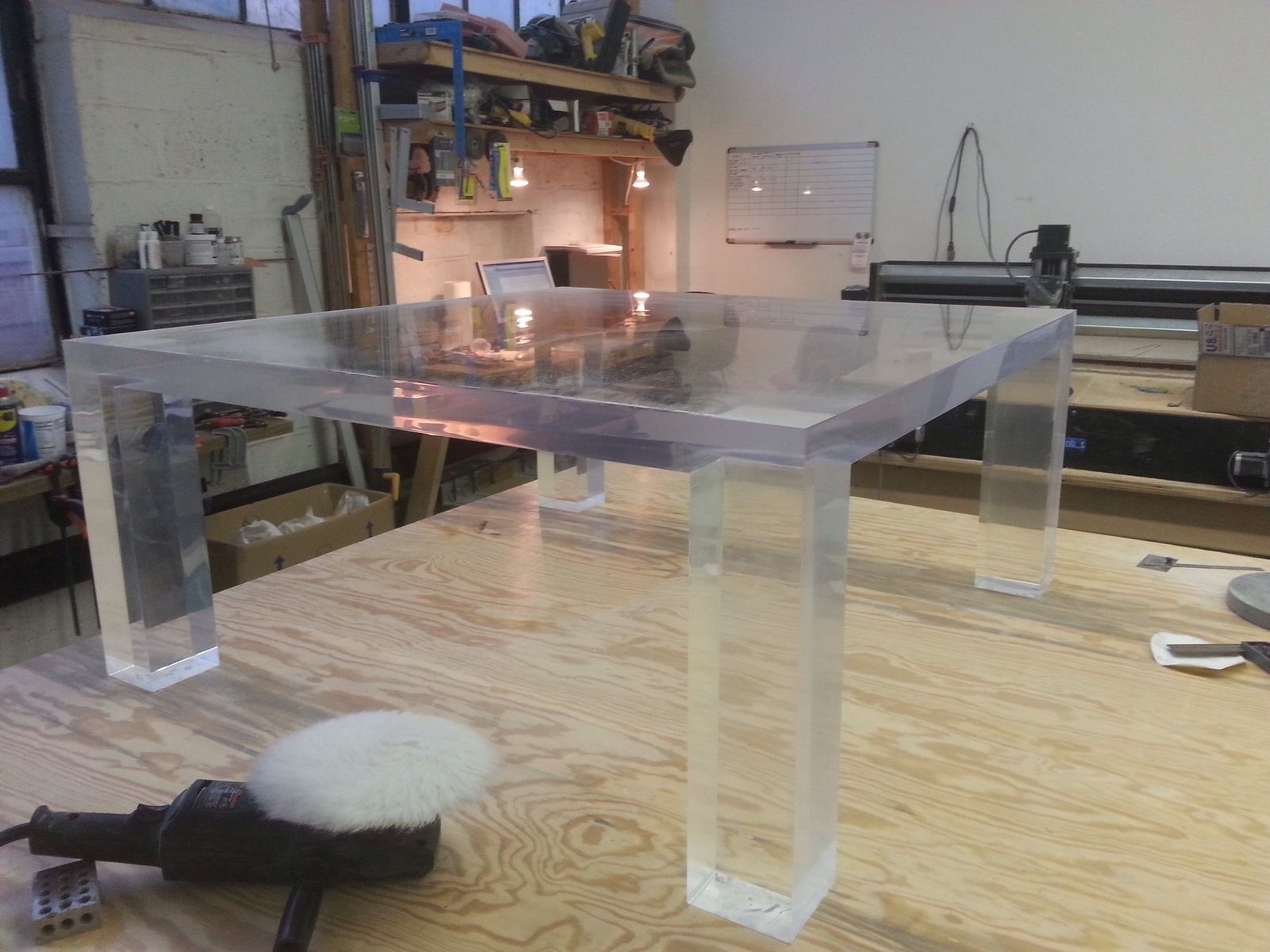 Hand Made Lucite Coffee Table In The Parsons Style By Queen Of All