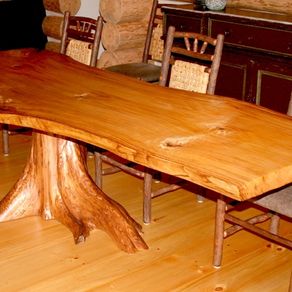 Handmade Guanacaste Slab Round Dining Table by Blowing Rock WoodWorks ...