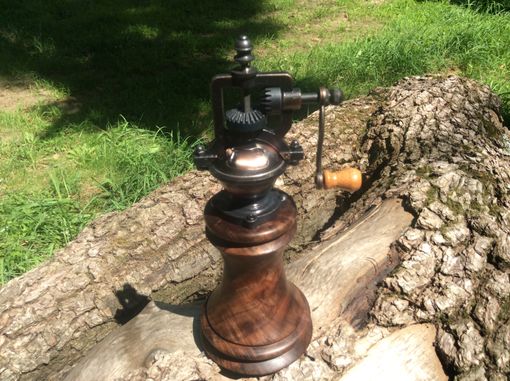 Custom Made Antique Style Peppermill With Figured Walnut
