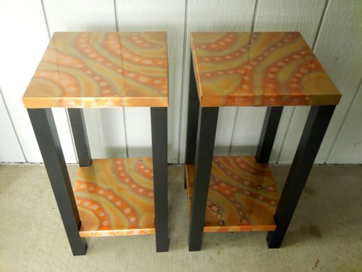 Custom Made Pair Of Copper 'Drink' Tables (Or End Tables)