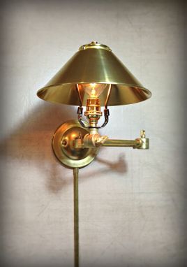 Custom Made Adjustable Articulating Wall Mount Light - Plug-In Metal Sconce - Steel And Brass, Edison Bulbs