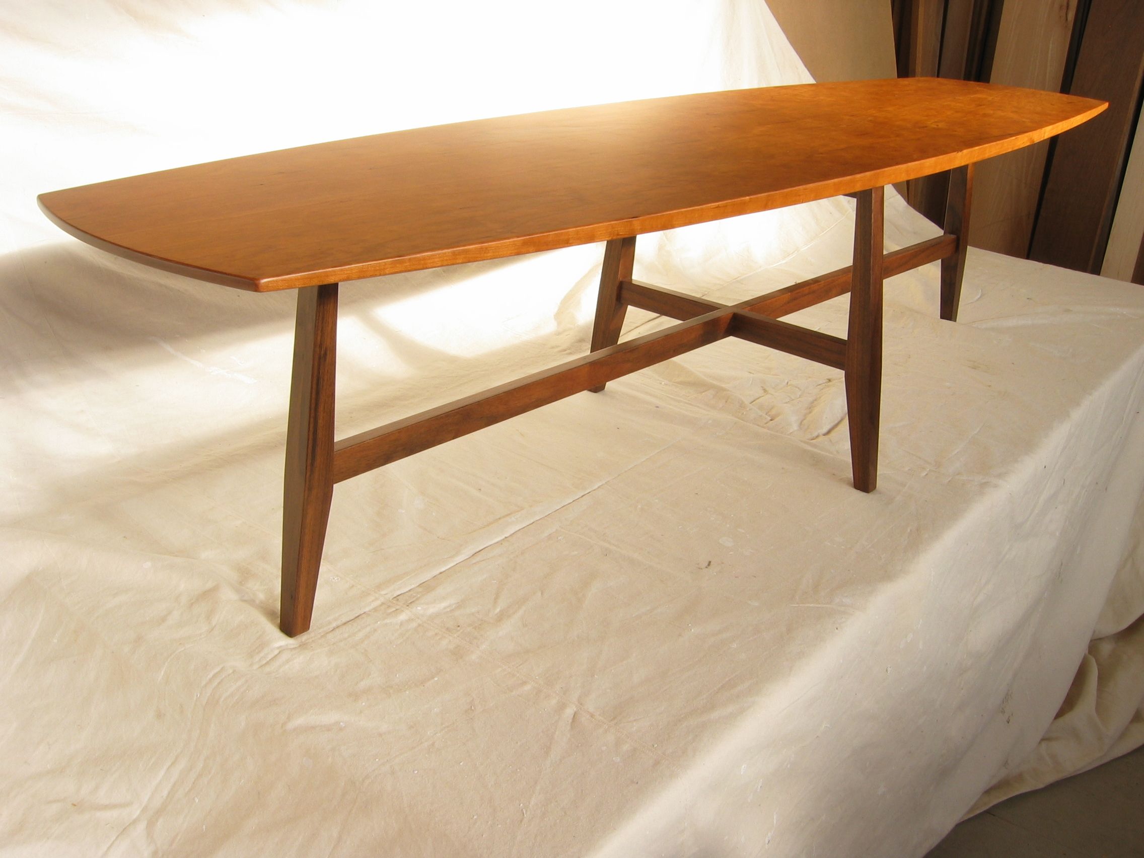Buy Hand Crafted Cherry On Walnut Coffee Table, made to order from Gary