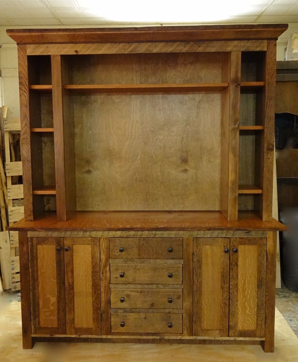 Custom Made Reclaimed Barn Wood Entertainment Center 