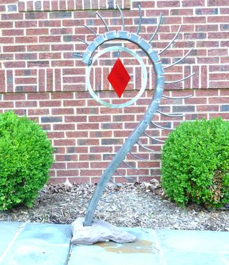 Custom Made Outdoor Abstract Rock And Metal Scultpure, Yard Art Or Interior Art
