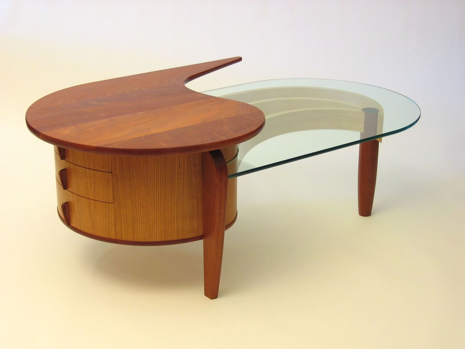 Hand Crafted Mahogany, Cherry And Glass Coffee Table by Dogwood Design