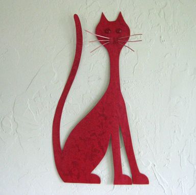 Custom Made Handmade Upcycled Metal Whimsical Kitty Wall Art Sculpture