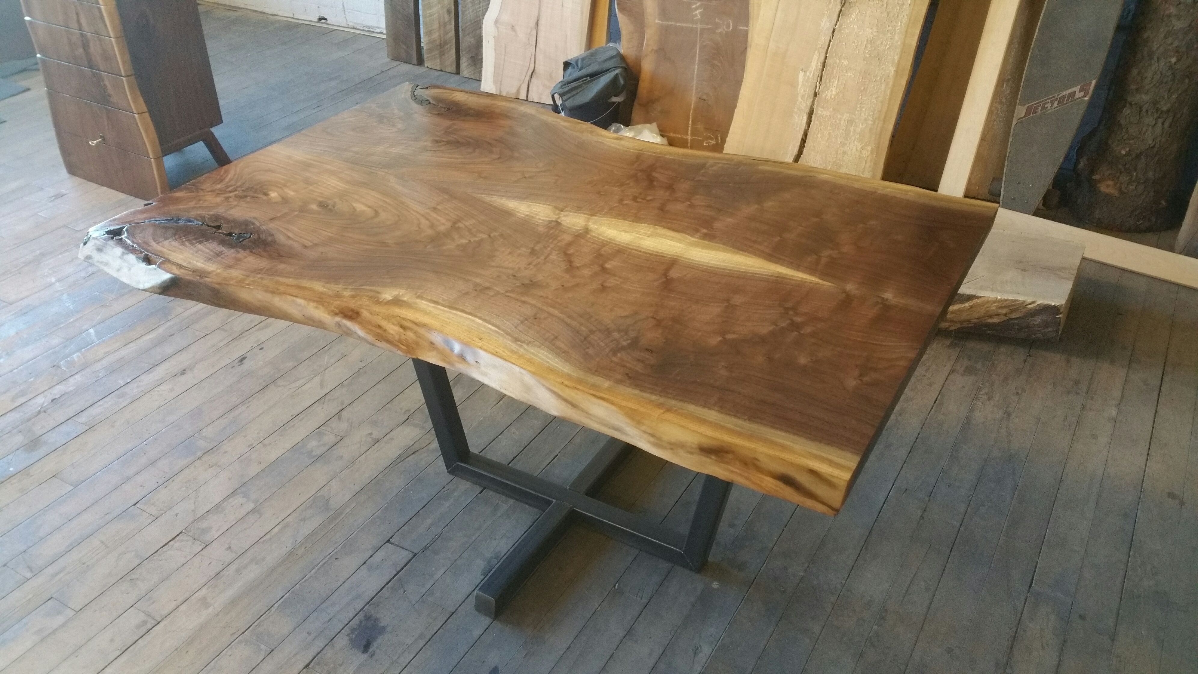 Hand Made Walnut Dining Table With Pedestal Base by Donald Mee Designs