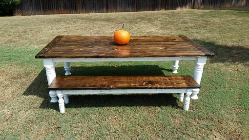 Custom Made Bishop Style Farmhouse Table And Bench