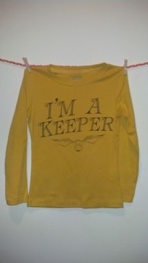 Custom Made Harry Potter Inspired I'M A Keeper And Golden Snitch Shirt, Yellow Child's Extra Small (4-5)