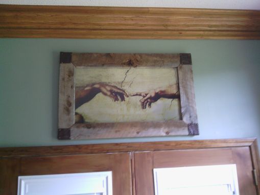 Custom Made Barn Wood Picture Frames With Leather Accents