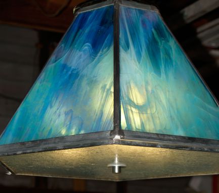 Custom Made Six Sided Leaded Glass Chandelier With Bottom Diffuser