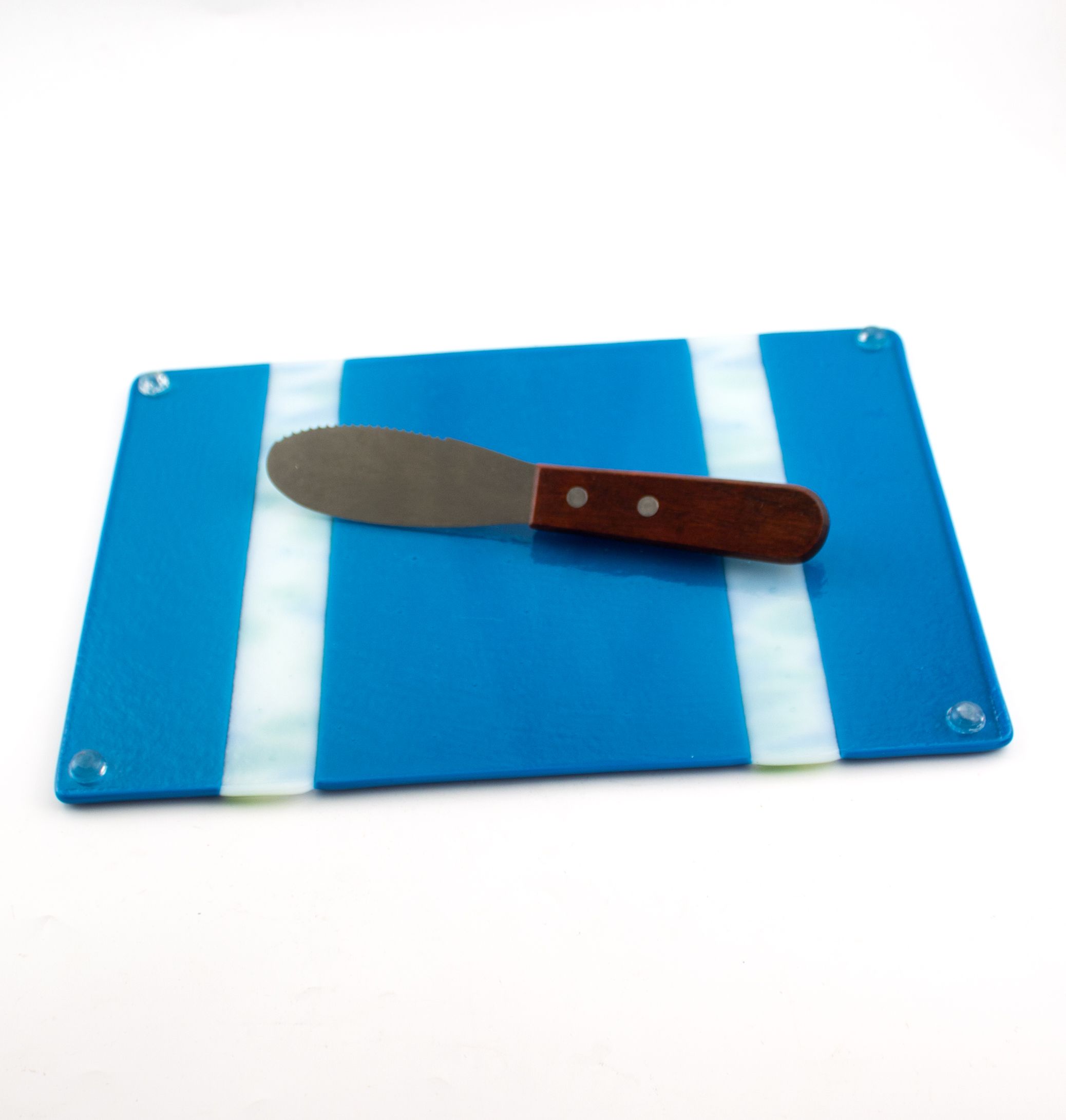 Buy Hand Crafted Blue Fused Glass Cheese Tray, Cheese Board, Matching