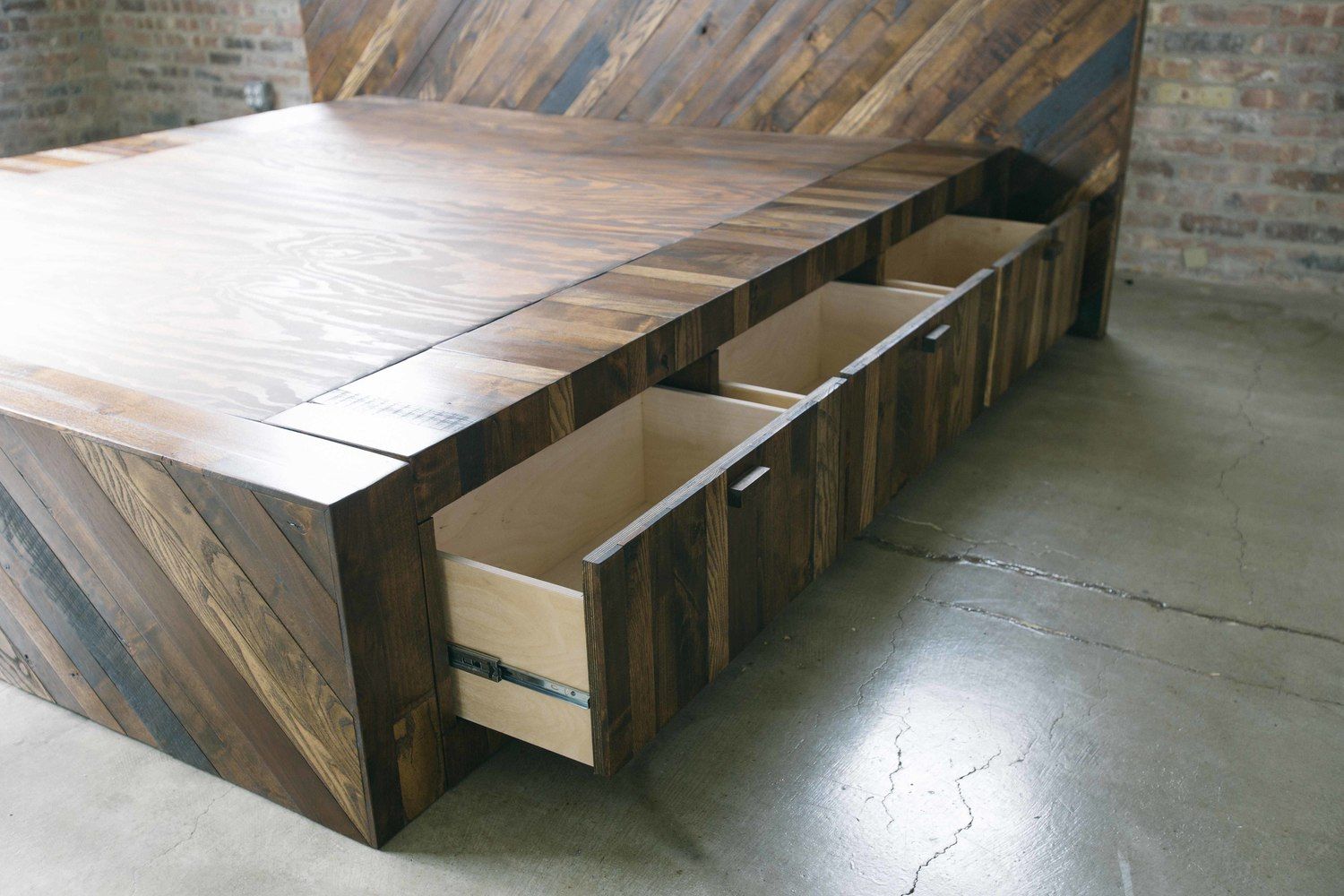 Custom Made Storage Platform Bed Dark by The Last