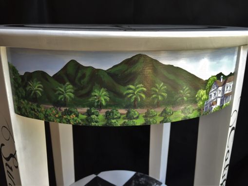 Custom Made Hand Painted Southern California Themed Accent Table