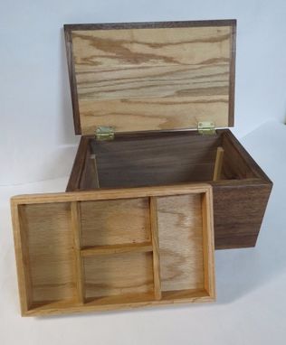 Custom Made Wooden Box From Walnut And Oak With Internal Tray