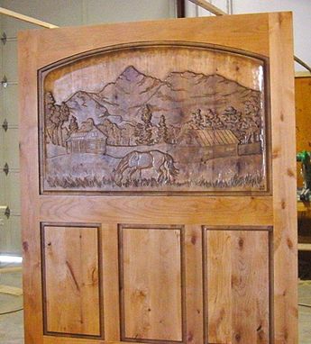 Custom Made Barn Style Carved Library Door