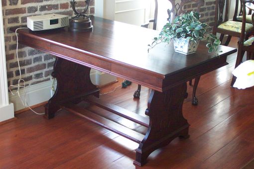 Custom Made Scroll Carved Base Writing Desk Or Table