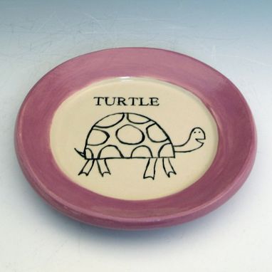 Custom Made Small Pottery Plate With A Turtle
