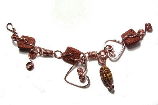 Custom Made Double Heart Copper Wire And Clay Bracelet
