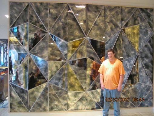 Custom Made Commercial Abstract Mirror Glass Pyramid Wall Art