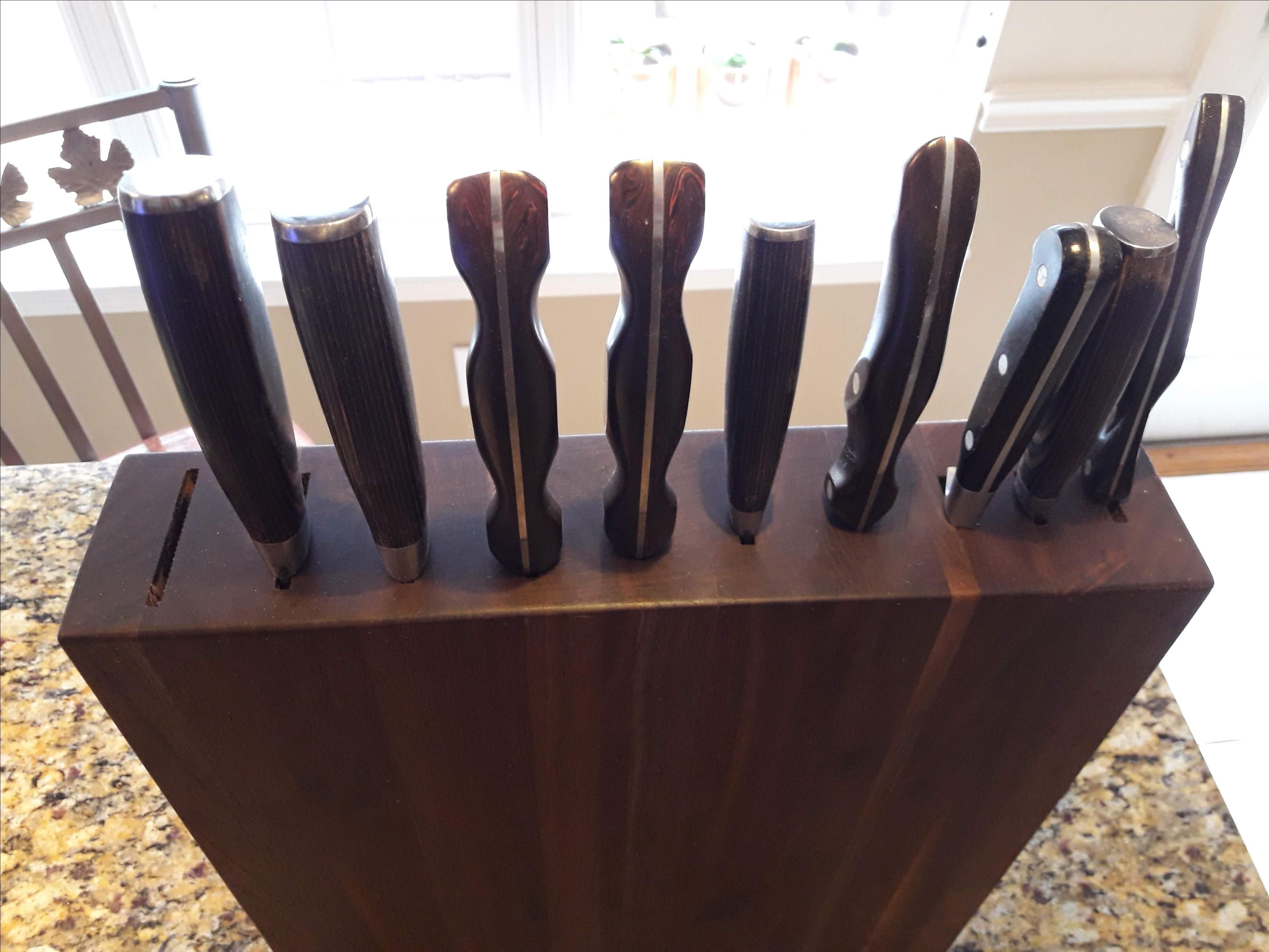 Handmade Customized Walnut Vertical Knife Block by Debner Fine Art and