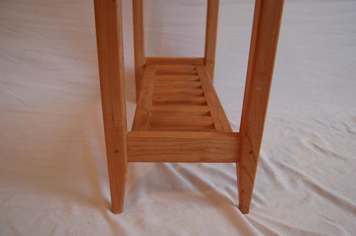 Custom Made Long Cherry Shaker Style Side Table With Shelf